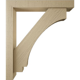 Ekena Millwork - BKTUR0352X24X28IMP05RCPR - Timberthane Faux Wood Imperial Style Bracket w/ Offset Brace, Block Ends, 3 1/2"W x 24"D x 28"H, Primed Tan