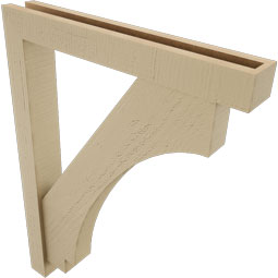 Ekena Millwork - BKTUR0352X24X32IMP05RCPR - Timberthane Faux Wood Imperial Style Bracket w/ Offset Brace, Block Ends, 3 1/2"W x 24"D x 32"H, Primed Tan