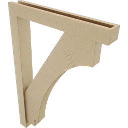 Ekena Millwork - BKTUR0352X24X36IMP05RCPR - Timberthane Faux Wood Imperial Style Bracket w/ Offset Brace, Block Ends, 3 1/2"W x 24"D x 36"H, Primed Tan