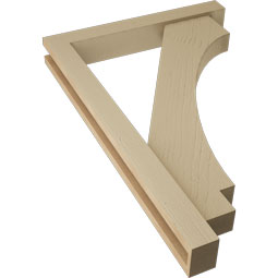 Ekena Millwork - BKTUR0352X24X36IMP05RCPR - Timberthane Faux Wood Imperial Style Bracket w/ Offset Brace, Block Ends, 3 1/2"W x 24"D x 36"H, Primed Tan