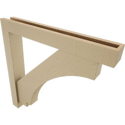 Ekena Millwork - BKTUR0352X26X26IMP05RCPR - Timberthane Faux Wood Imperial Style Bracket w/ Offset Brace, Block Ends, 3 1/2"W x 26"D x 26"H, Primed Tan