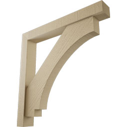 Ekena Millwork - BKTUR0352X26X26IMP05RCPR - Timberthane Faux Wood Imperial Style Bracket w/ Offset Brace, Block Ends, 3 1/2"W x 26"D x 26"H, Primed Tan