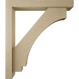 Ekena Millwork - BKTUR0352X26X30IMP05RCPR - Timberthane Faux Wood Imperial Style Bracket w/ Offset Brace, Block Ends, 3 1/2"W x 26"D x 30"H, Primed Tan