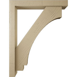 Ekena Millwork - BKTUR0352X26X34IMP05RCPR - Timberthane Faux Wood Imperial Style Bracket w/ Offset Brace, Block Ends, 3 1/2"W x 26"D x 34"H, Primed Tan