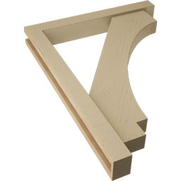 Ekena Millwork - BKTUR0352X26X34IMP05RCPR - Timberthane Faux Wood Imperial Style Bracket w/ Offset Brace, Block Ends, 3 1/2"W x 26"D x 34"H, Primed Tan