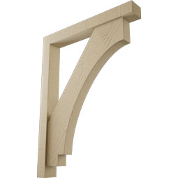 Ekena Millwork - BKTUR0352X26X34IMP05RCPR - Timberthane Faux Wood Imperial Style Bracket w/ Offset Brace, Block Ends, 3 1/2"W x 26"D x 34"H, Primed Tan