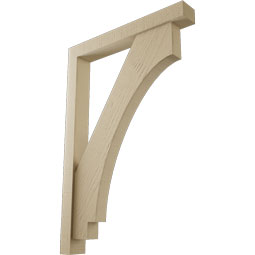 Ekena Millwork - BKTUR0352X26X38IMP05RCPR - Timberthane Faux Wood Imperial Style Bracket w/ Offset Brace, Block Ends, 3 1/2"W x 26"D x 38"H, Primed Tan