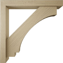 Ekena Millwork - BKTUR0352X28X28IMP05RCPR - Timberthane Faux Wood Imperial Style Bracket w/ Offset Brace, Block Ends, 3 1/2"W x 28"D x 28"H, Primed Tan
