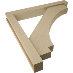 Ekena Millwork - BKTUR0352X28X28IMP05RCPR - Timberthane Faux Wood Imperial Style Bracket w/ Offset Brace, Block Ends, 3 1/2"W x 28"D x 28"H, Primed Tan