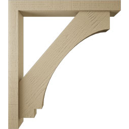 Ekena Millwork - BKTUR0352X28X32IMP05RCPR - Timberthane Faux Wood Imperial Style Bracket w/ Offset Brace, Block Ends, 3 1/2"W x 28"D x 32"H, Primed Tan