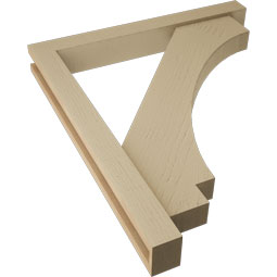 Ekena Millwork - BKTUR0352X28X32IMP05RCPR - Timberthane Faux Wood Imperial Style Bracket w/ Offset Brace, Block Ends, 3 1/2"W x 28"D x 32"H, Primed Tan