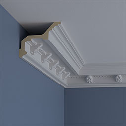 Ekena Millwork - MLD04X05X07CO - Endurathane Cole Crown Moulding, 4 1/8"H x 5"P x 6 1/2"F x 94 1/2"L, Factory Primed