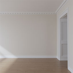 Ekena Millwork - MLD04X05X07CO - Endurathane Cole Crown Moulding, 4 1/8"H x 5"P x 6 1/2"F x 94 1/2"L, Factory Primed