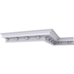 Ekena Millwork - MLD04X05X07CO - Endurathane Cole Crown Moulding, 4 1/8"H x 5"P x 6 1/2"F x 94 1/2"L, Factory Primed
