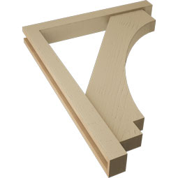 Ekena Millwork - BKTUR0352X28X36IMP05RCPR - Timberthane Faux Wood Imperial Style Bracket w/ Offset Brace, Block Ends, 3 1/2"W x 28"D x 36"H, Primed Tan