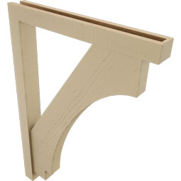 Ekena Millwork - BKTUR0352X28X40IMP05RCPR - Timberthane Faux Wood Imperial Style Bracket w/ Offset Brace, Block Ends, 3 1/2"W x 28"D x 40"H, Primed Tan