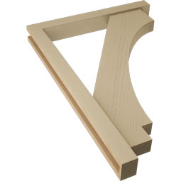 Ekena Millwork - BKTUR0352X28X40IMP05RCPR - Timberthane Faux Wood Imperial Style Bracket w/ Offset Brace, Block Ends, 3 1/2"W x 28"D x 40"H, Primed Tan