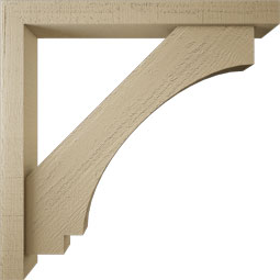 Ekena Millwork - BKTUR0352X30X30IMP05RCPR - Timberthane Faux Wood Imperial Style Bracket w/ Offset Brace, Block Ends, 3 1/2"W x 30"D x 30"H, Primed Tan