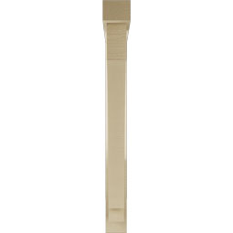 Ekena Millwork - BKTUR0352X30X34IMP05RCPR - Timberthane Faux Wood Imperial Style Bracket w/ Offset Brace, Block Ends, 3 1/2"W x 30"D x 34"H, Primed Tan