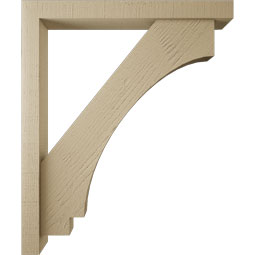 Ekena Millwork - BKTUR0352X30X36IMP05RCPR - Timberthane Faux Wood Imperial Style Bracket w/ Offset Brace, Block Ends, 3 1/2"W x 30"D x 36"H, Primed Tan