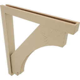 Ekena Millwork - BKTUR0352X30X36IMP05RCPR - Timberthane Faux Wood Imperial Style Bracket w/ Offset Brace, Block Ends, 3 1/2"W x 30"D x 36"H, Primed Tan