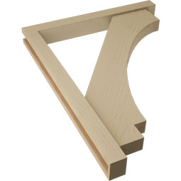 Ekena Millwork - BKTUR0352X30X38IMP05RCPR - Timberthane Faux Wood Imperial Style Bracket w/ Offset Brace, Block Ends, 3 1/2"W x 30"D x 38"H, Primed Tan
