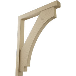 Ekena Millwork - BKTUR0352X30X38IMP05RCPR - Timberthane Faux Wood Imperial Style Bracket w/ Offset Brace, Block Ends, 3 1/2"W x 30"D x 38"H, Primed Tan