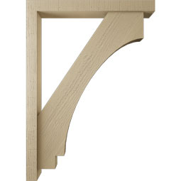 Ekena Millwork - BKTUR0352X30X42IMP05RCPR - Timberthane Faux Wood Imperial Style Bracket w/ Offset Brace, Block Ends, 3 1/2"W x 30"D x 42"H, Primed Tan