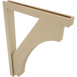 Ekena Millwork - BKTUR0352X30X42IMP05RCPR - Timberthane Faux Wood Imperial Style Bracket w/ Offset Brace, Block Ends, 3 1/2"W x 30"D x 42"H, Primed Tan