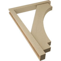 Ekena Millwork - BKTUR0352X30X42IMP05RCPR - Timberthane Faux Wood Imperial Style Bracket w/ Offset Brace, Block Ends, 3 1/2"W x 30"D x 42"H, Primed Tan