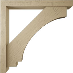 Ekena Millwork - BKTUR0352X32X32IMP05RCPR - Timberthane Faux Wood Imperial Style Bracket w/ Offset Brace, Block Ends, 3 1/2"W x 32"D x 32"H, Primed Tan