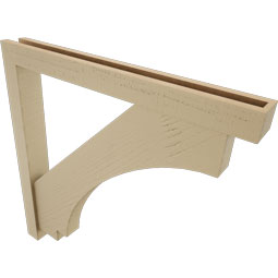 Ekena Millwork - BKTUR0352X32X32IMP05RCPR - Timberthane Faux Wood Imperial Style Bracket w/ Offset Brace, Block Ends, 3 1/2"W x 32"D x 32"H, Primed Tan