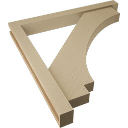 Ekena Millwork - BKTUR0352X32X32IMP05RCPR - Timberthane Faux Wood Imperial Style Bracket w/ Offset Brace, Block Ends, 3 1/2"W x 32"D x 32"H, Primed Tan