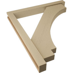 Ekena Millwork - BKTUR0352X32X36IMP05RCPR - Timberthane Faux Wood Imperial Style Bracket w/ Offset Brace, Block Ends, 3 1/2"W x 32"D x 36"H, Primed Tan