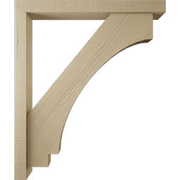 Ekena Millwork - BKTUR0352X32X38IMP05RCPR - Timberthane Faux Wood Imperial Style Bracket w/ Offset Brace, Block Ends, 3 1/2"W x 32"D x 38"H, Primed Tan