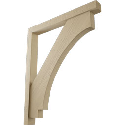 Ekena Millwork - BKTUR0352X32X38IMP05RCPR - Timberthane Faux Wood Imperial Style Bracket w/ Offset Brace, Block Ends, 3 1/2"W x 32"D x 38"H, Primed Tan