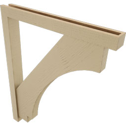 Ekena Millwork - BKTUR0352X32X40IMP05RCPR - Timberthane Faux Wood Imperial Style Bracket w/ Offset Brace, Block Ends, 3 1/2"W x 32"D x 40"H, Primed Tan