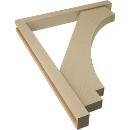 Ekena Millwork - BKTUR0352X32X40IMP05RCPR - Timberthane Faux Wood Imperial Style Bracket w/ Offset Brace, Block Ends, 3 1/2"W x 32"D x 40"H, Primed Tan
