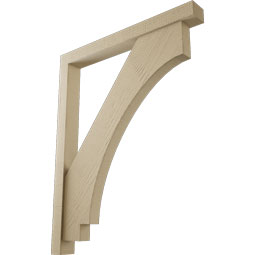 Ekena Millwork - BKTUR0352X32X40IMP05RCPR - Timberthane Faux Wood Imperial Style Bracket w/ Offset Brace, Block Ends, 3 1/2"W x 32"D x 40"H, Primed Tan