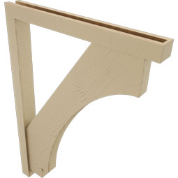 Ekena Millwork - BKTUR0352X32X44IMP05RCPR - Timberthane Faux Wood Imperial Style Bracket w/ Offset Brace, Block Ends, 3 1/2"W x 32"D x 44"H, Primed Tan