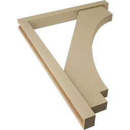 Ekena Millwork - BKTUR0352X32X44IMP05RCPR - Timberthane Faux Wood Imperial Style Bracket w/ Offset Brace, Block Ends, 3 1/2"W x 32"D x 44"H, Primed Tan