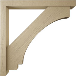 Ekena Millwork - BKTUR0352X34X34IMP05RCPR - Timberthane Faux Wood Imperial Style Bracket w/ Offset Brace, Block Ends, 3 1/2"W x 34"D x 34"H, Primed Tan