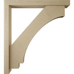 Ekena Millwork - BKTUR0352X34X38IMP05RCPR - Timberthane Faux Wood Imperial Style Bracket w/ Offset Brace, Block Ends, 3 1/2"W x 34"D x 38"H, Primed Tan
