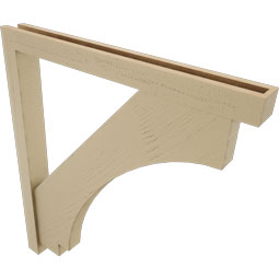 Ekena Millwork - BKTUR0352X34X38IMP05RCPR - Timberthane Faux Wood Imperial Style Bracket w/ Offset Brace, Block Ends, 3 1/2"W x 34"D x 38"H, Primed Tan