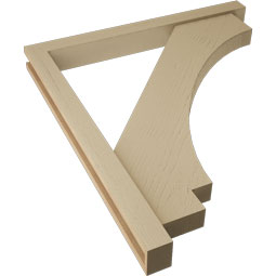 Ekena Millwork - BKTUR0352X34X38IMP05RCPR - Timberthane Faux Wood Imperial Style Bracket w/ Offset Brace, Block Ends, 3 1/2"W x 34"D x 38"H, Primed Tan