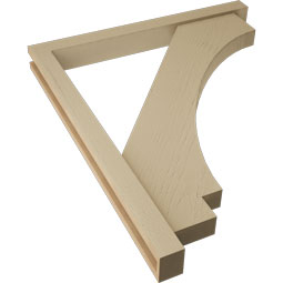 Ekena Millwork - BKTUR0352X34X40IMP05RCPR - Timberthane Faux Wood Imperial Style Bracket w/ Offset Brace, Block Ends, 3 1/2"W x 34"D x 40"H, Primed Tan