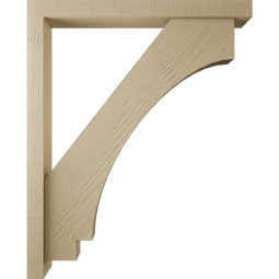 Ekena Millwork - BKTUR0352X34X42IMP05RCPR - Timberthane Faux Wood Imperial Style Bracket w/ Offset Brace, Block Ends, 3 1/2"W x 34"D x 42"H, Primed Tan