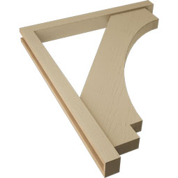 Ekena Millwork - BKTUR0352X34X42IMP05RCPR - Timberthane Faux Wood Imperial Style Bracket w/ Offset Brace, Block Ends, 3 1/2"W x 34"D x 42"H, Primed Tan