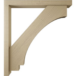 Ekena Millwork - BKTUR0352X36X40IMP05RCPR - Timberthane Faux Wood Imperial Style Bracket w/ Offset Brace, Block Ends, 3 1/2"W x 36"D x 40"H, Primed Tan