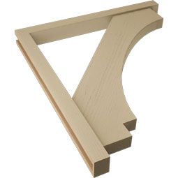 Ekena Millwork - BKTUR0352X36X40IMP05RCPR - Timberthane Faux Wood Imperial Style Bracket w/ Offset Brace, Block Ends, 3 1/2"W x 36"D x 40"H, Primed Tan